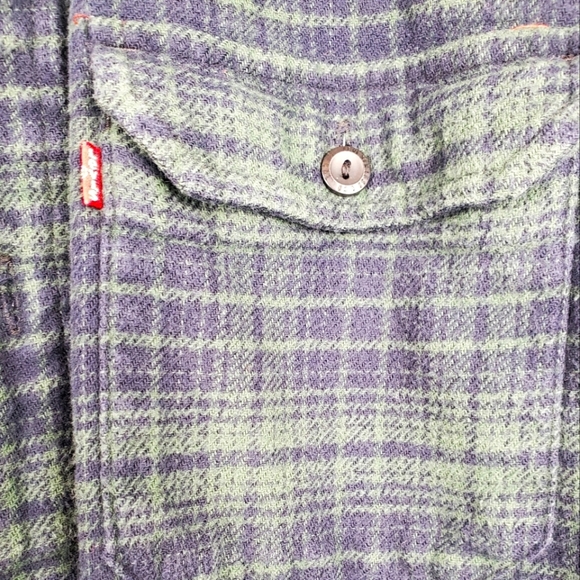 Men's Levi's Red Tag Flannel shirt. Blue Green plaid. LG - Picture 6 of 12